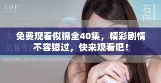 免費(fèi)觀看似錦全40集，精彩劇情不容錯(cuò)過，快來觀看吧！