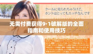 無需付費獲得9·1破解版的全面指南和使用技巧