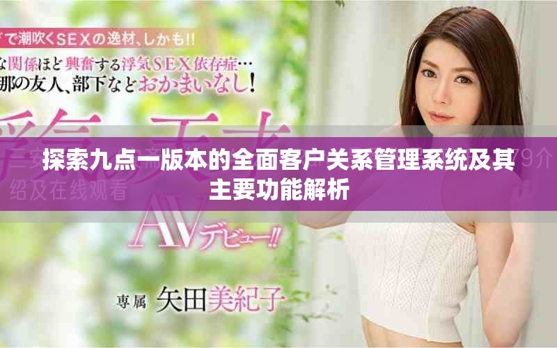 探索九點一版本的全面客戶關系管理系統及其主要功能解析